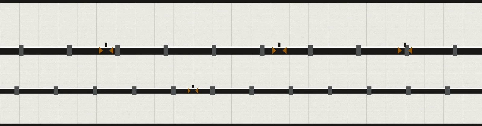 Illustration of horizontal pipe runs with valves and flange marks